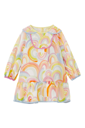 Kids Rainbow Printed Dress with Bloomers